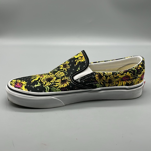 Women Vans Slip On Beauty Skull Skate Shoe Size 8.5 Sunflower Skull - Picture 7 of 9